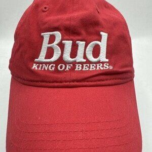 Bud King Of Beers Embroidered Budweiser Red SnapBack Baseball Cap Hat